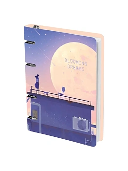 Тетрадь на кольцах А5, 100л., MESHU "Blooming dreams", картон, матовая ламинация, тиснение фольгой - купить в магазине Кассандра, фото, 4680211486686, 