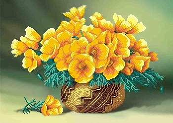 Набор для вышивания на габардине "Букет"  50*40/25*35 см, бисер 13 цветов (приобретается отдель - купить в магазине Кассандра, фото, 4627077365915, 