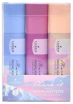 Набор текстовыделителей LOREX Mark it PASTEL CLOUDS 1-5 мм ассорти пастель скошенный прин - купить в магазине Кассандра, фото, 4602723154396, 