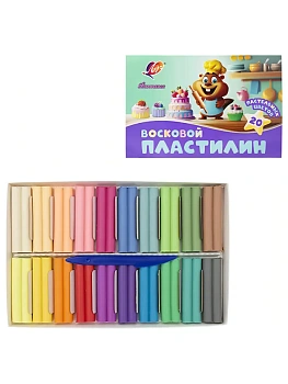 Пластилин восковой 20цв "Луч" Фантазия 300г, пастельные цвета, мягкий, со стеком, картонная упако - купить в магазине Кассандра, фото, , 