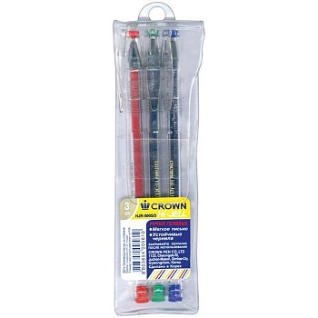 Ручки гелевые в наборе Сrown  3цв.HJR-500SET 101762 - купить в магазине Кассандра, фото, 8803654005610, 