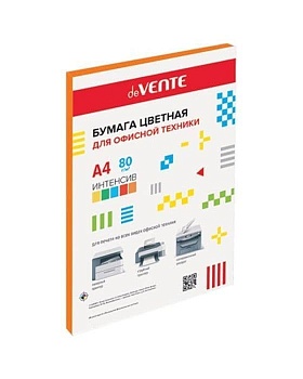 Бумага для принтера "deVENTE" A4 20 л, 80 г/м?, интенсив оранжевый, в пластиковом пак - купить в магазине Кассандра, фото, 4627173527873, 