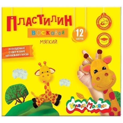 Пластилин восковой 12цв."Каляка-Маляка" 180 г со стеком 3+- купить в магазине Кассандра, фото, 4602723054832, 