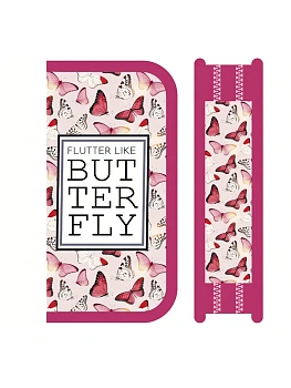 Пенал 2 отделения 105*190*35мм, Violet butterfly, тканевый торец, бархатное покрытие  " Пчелка " - купить в магазине Кассандра, фото, 4607692449238, 