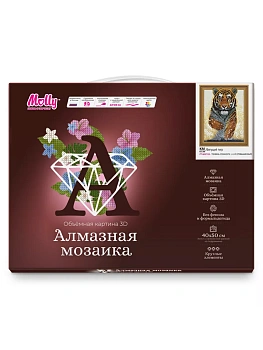 KM0739 Алмазная мозаика 3D с нанесенной рамкой (40х50) БЕГУЩИЙ ТИГР (27 цветов) 1/12 - купить в магазине Кассандра, фото, 6920140886118, 