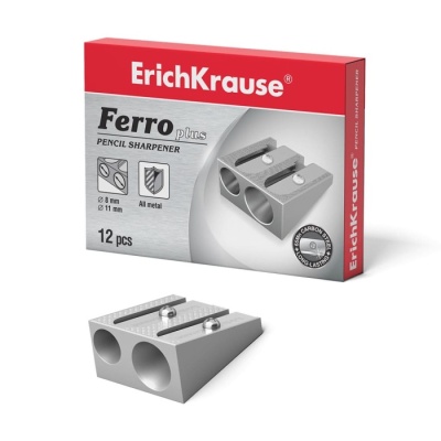Точилка "Erich Krause" Ferro Plus металлическая на два отверстия- купить в магазине Кассандра, фото, 4041485070757, 