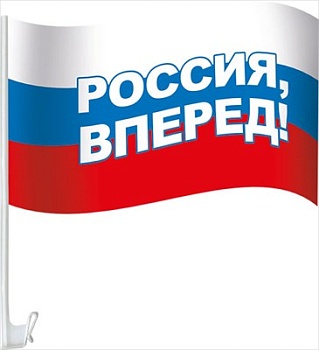 Флаг с государственной символикой "Россия, вперед!" на кронштейне для автомобиля - купить в магазине Кассандра, фото, 4690513523163, 