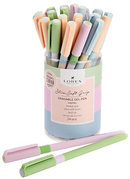 Ручка гелевая стираемая LOREX PASTEL Slim Soft Grip 0,5 мм синий 1 шт ultra-soft to - купить в магазине Кассандра, фото, 4602723145608, 