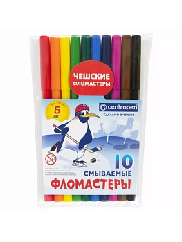 Фломастеры 10цв."CENTROPEN ПИНГВИНЫ" 7790/10-86 - купить в магазине Кассандра, фото, 8595013616215, 