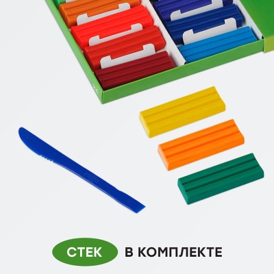 Пластилин восковой мягкий Гамма "Пчелка", 24 цвета, 360г, со стеком, картон. упаковка- купить в магазине Кассандра, фото, 4600395001048, 