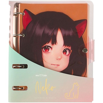 Тетрадь на кольцах 120л., А5, клетка MESHU "Neko", с пластиковой обложкой - купить в магазине Кассандра, фото, 4680211486631, 