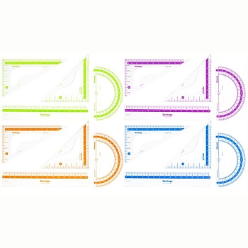 Набор чертежный малый Berlingo "Color" (треуг. 2шт., линейка 15см, транспортир), прозрачный - купить в магазине Кассандра, фото, 4260107492733, 