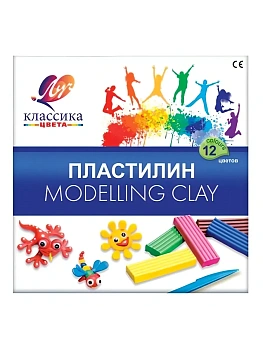Пластилин 12цв.ЛУЧ "КЛАССИКА" 240 г со стеком - купить в магазине Кассандра, фото, 4601185000821, 
