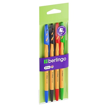 Набор шариковых ручек Berlingo "Tribase orange" 4шт., 4цв., 0,7мм, грип, пакет - купить в магазине Кассандра, фото, 4262396395191, 