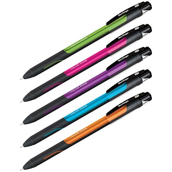 Ручка шариковая Berlingo "Color Zone stick" синяя, 0,7мм, прорезиненный корпус ассорти - купить в магазине Кассандра, фото, 4260107512554, 