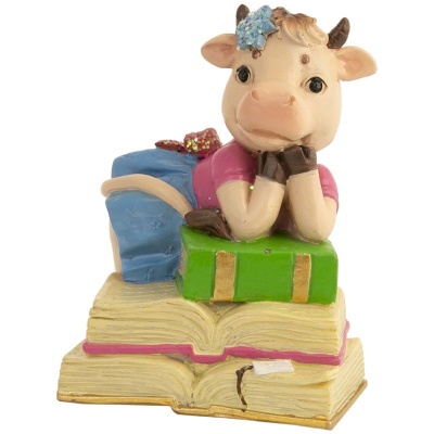 Фигурка Коровка-читательница из полирезины / 6,2х8,5х6,5см арт.81390- купить в магазине Кассандра, фото, 4630072937315, 