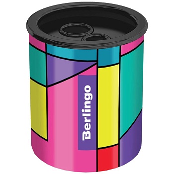 Точилка металлическая Berlingo "Color Block", 2 отверстия, с контейнером - купить в магазине Кассандра, фото, 4260738996136, 