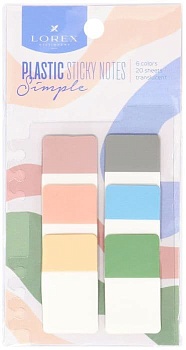 Закладки клейкие LOREХ PLASTIC SIMPLE 6 цв х 20 л пастель / 45х25 мм пласти - купить в магазине Кассандра, фото, 4602723145073, 