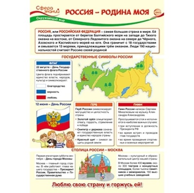 Плакат А3. Окружающий мир в начальной школе. Россия - Родина моя- купить в магазине Кассандра, фото, 4630112000924, 