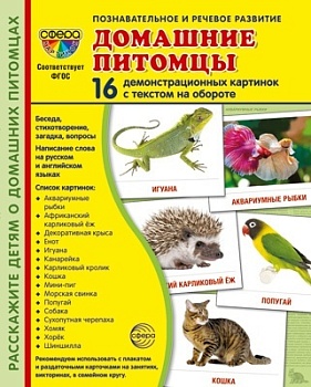 Дем. картинки СУПЕР. Домашние питомцы. 16 демонстр. картинок с текстом на обороте (173х220 мм) - купить в магазине Кассандра, фото, 9785994931493, 