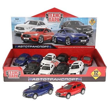 Машина металл INFINITI QX30/QX70 12см, двери, багаж, инерц, в ассорт. Технопарк уп-12шт в кор.6уп - купить в магазине Кассандра, фото, 4690590223239, 