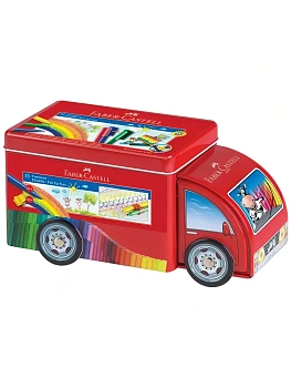 Набор для рисования Faber-Castell "Connector Truck" 33 фломастера+10 клипс, металлическая коробка - купить в магазине Кассандра, фото, , 