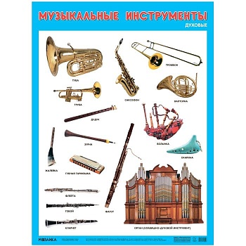 Развивающие плакаты.Музыкальные инструменты. Духовые - купить в магазине Кассандра, фото, 9785431530548, 