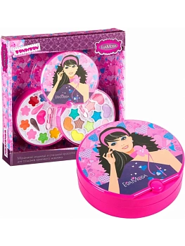 Набор детской декор.косметики Bondibon Eva Moda, BOX 27,5*26*5 см косметичка-диск, 2х-уровневая, р - купить в магазине Кассандра, фото, 4895136021342, 