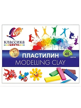 Пластилин 40цв " Луч " Классика 800г со стеком, картонная упаковка - купить в магазине Кассандра, фото, , 