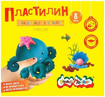 Пластилин для детского творчества 8цв."Каляка-Маляка"  ПКМ08-П - купить в магазине Кассандра, фото, 4602723059097, 