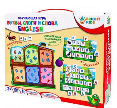 Обучающая игра. БУКВЫ, СЛОГИ И СЛОВА English Арт. (ИН-7632)- купить в магазине Кассандра, фото, 4665308076322, 