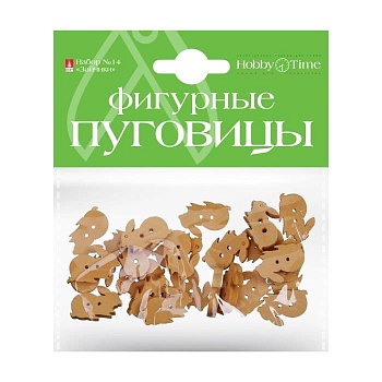 Набор пуговиц " Hobby Time " Зайчики (ассорти), дерево, 2 видов, пакет, европодвес - купить в магазине Кассандра, фото, 4606016218680, 