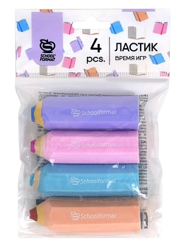 Набор ластиков Schoolformat ВРЕМЯ ИГР термопласт. резина 65х15х15 мм фигурный ассор - купить в магазине Кассандра, фото, , 