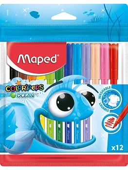 Фломастеры 12цв."Maped OCEAN" супер смываемые, европодвес 845720 - купить в магазине Кассандра, фото, 3154148457206, 