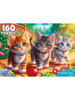 Пазл.160.Три котенка в саду 33*23см, картонная упаковка 18*12,5*3,5см - купить в магазине Кассандра, фото, 4670159255406, 